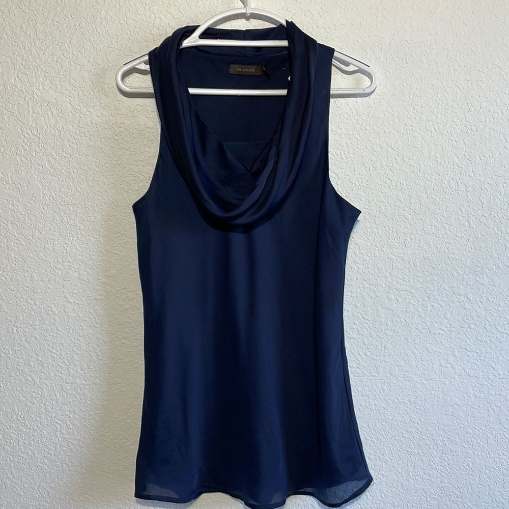 The Limited navy cowl neck sleeveless blouse shirt, large
